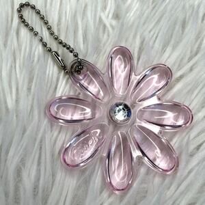 2" COACH Pink Poppy Flower HangTag Bag Charm Fob